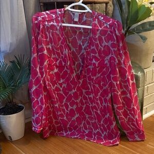 Banana Republic pink and white Blouse size S